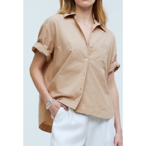 Madewell Oversized Boxy Button Up Signature Poplin Shirt US Women's XS New - Picture 1 of 8